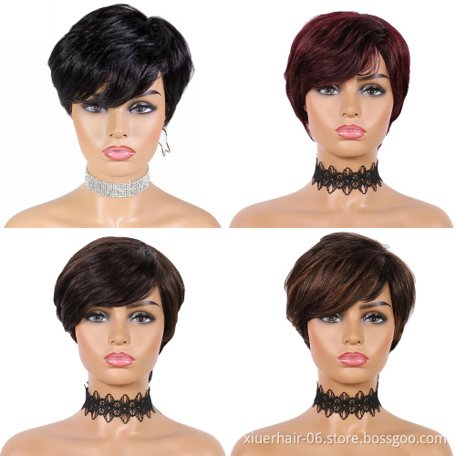 Preplucked Bleached Knots Human Hair Lace Front Wigs,Pixie Cut Wig Human Hair,Lace Wigs 100% Virgin Human Hair